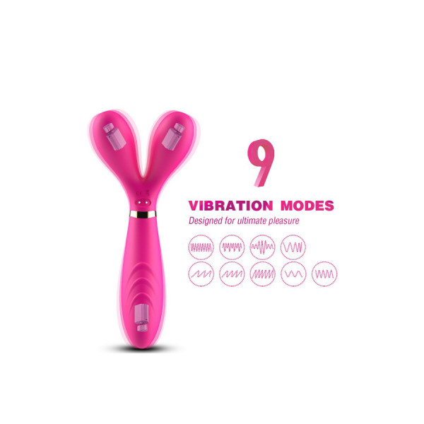 Vibromasseur Wand  rose en forme de Y avec 3 moteurs 